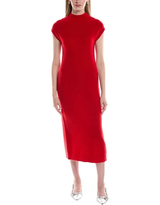 Funnel Neck Cashmere Midi Sweaterdress