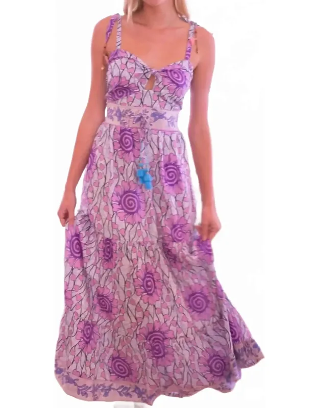 Alexis Maxi Dress With Adjustable Tie Straps And Bust Cut-out
