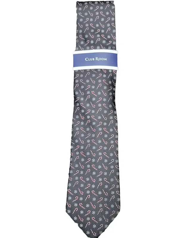 Snow Candy Cane Holidays Tie
