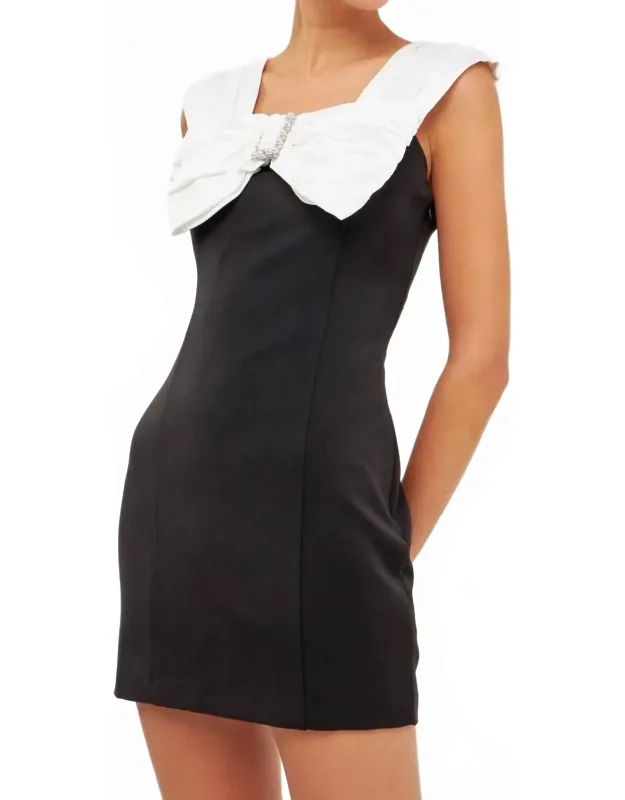Satin Bow Mini Dress