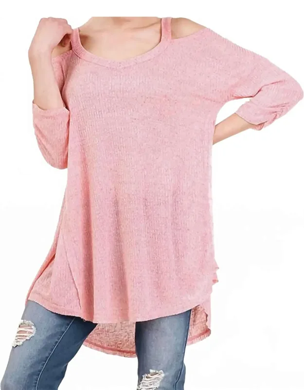 Shirred Sleeve Cold Shoulder Tunic