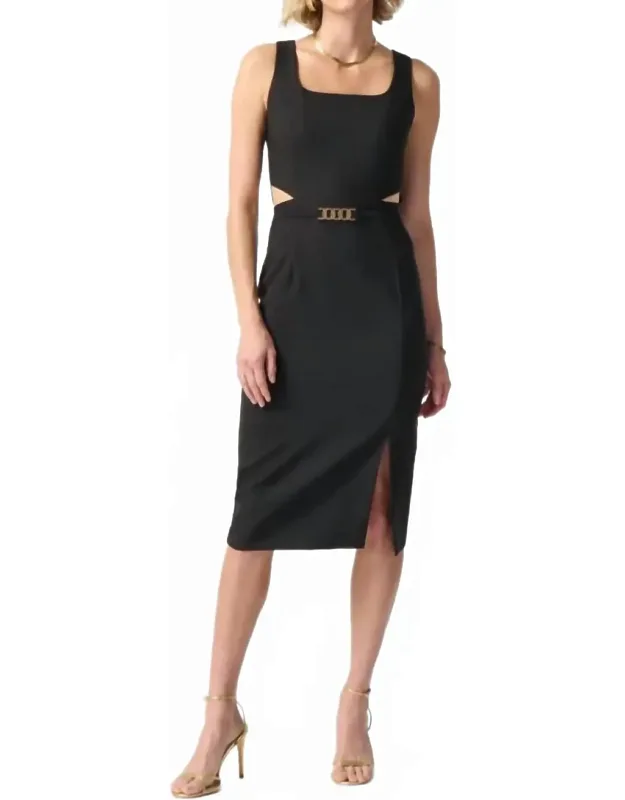 Waist Cutout Square Neck Sleeveless Sheath Dress