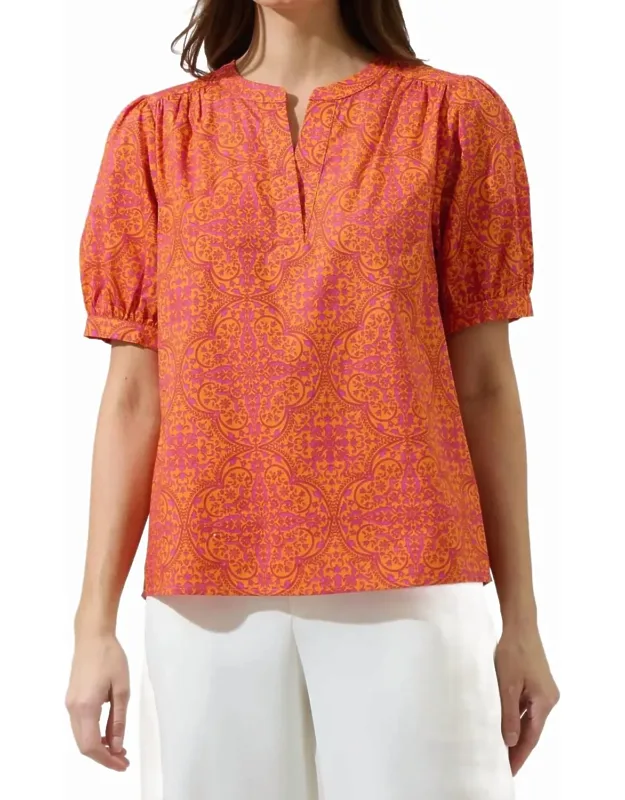 Floral Split Neck Top