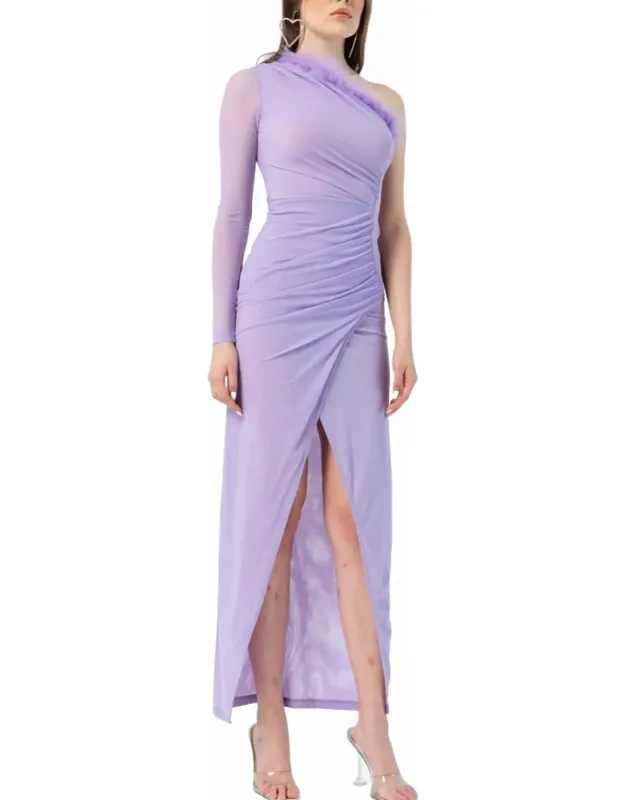 Feather One Shoulder Dress