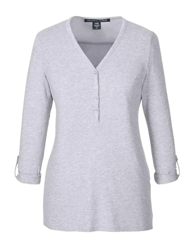 Perfect Fit Y-placket Convertible Sleeve Knit Top