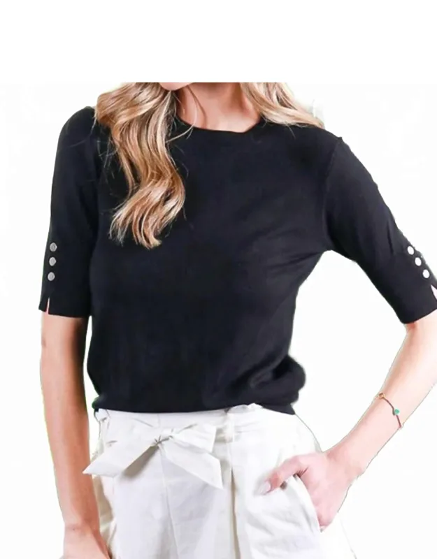 Short Button Sleeve Sweater Top