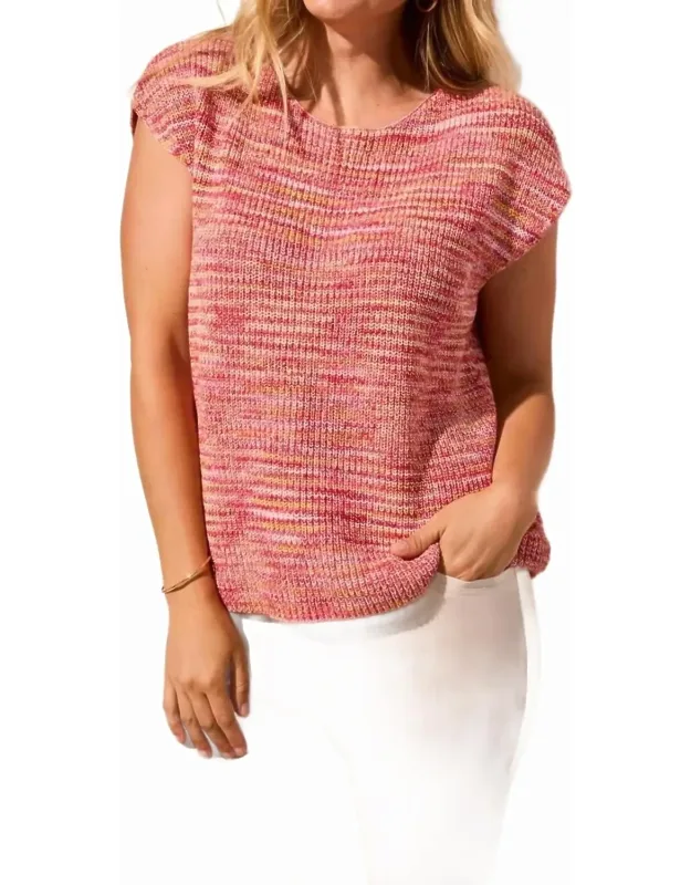 Space-dye Sweater With Cap Sleeves