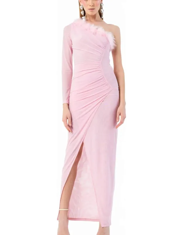 Feather One Shoulder Dress