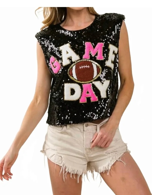 Touch Down Sequins Game Day Tank Top