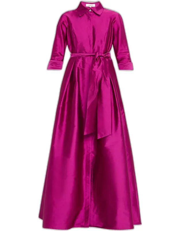 3/4-sleeve Taffeta Shirtdress