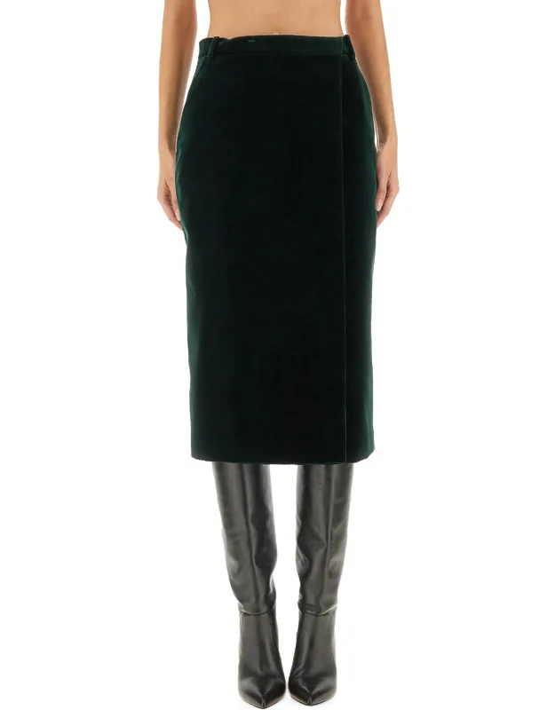 Velvet Crossover Midi Skirt