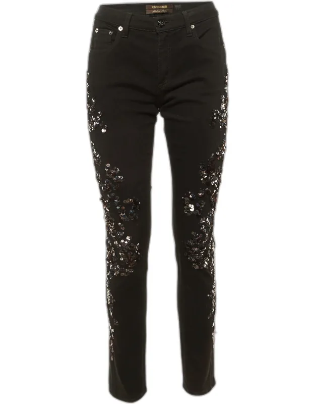 Denim Sequin Embellished Skinny Jeans