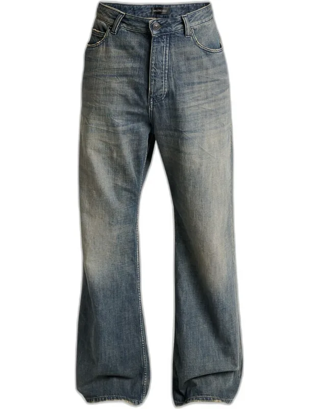 Faded Denim Relaxed-fit Bootcut Jeans