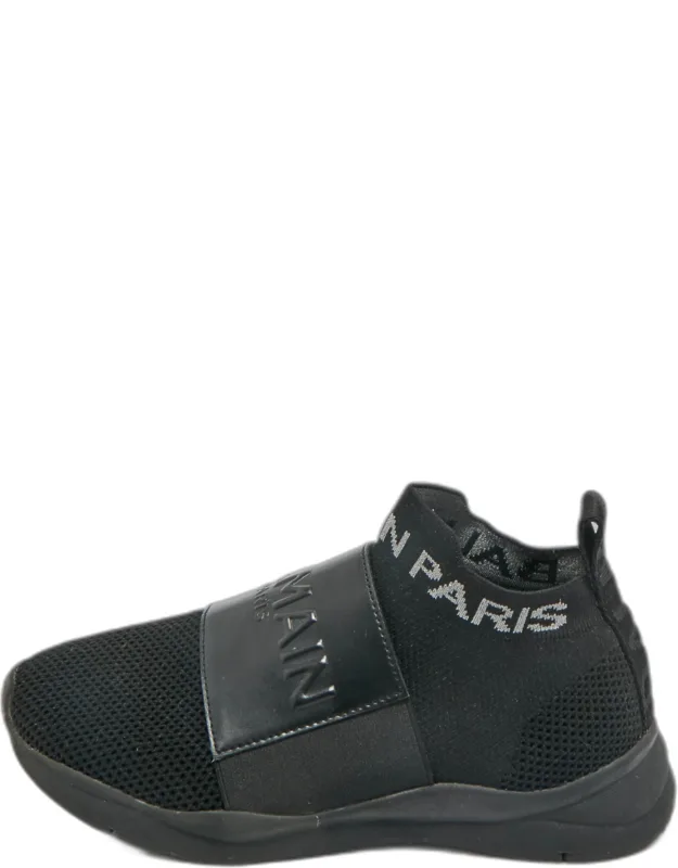 Knit Fabric And Leather Sock High Top Sneakers