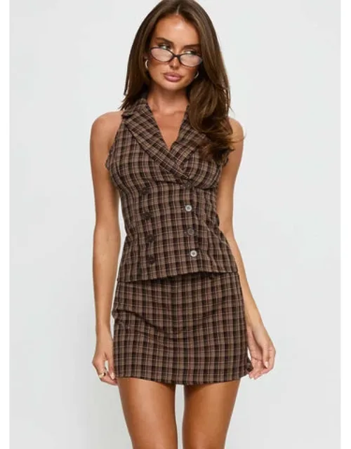 Mini Skirt Check, Belt Loop Waist, Hook & Zip Closure