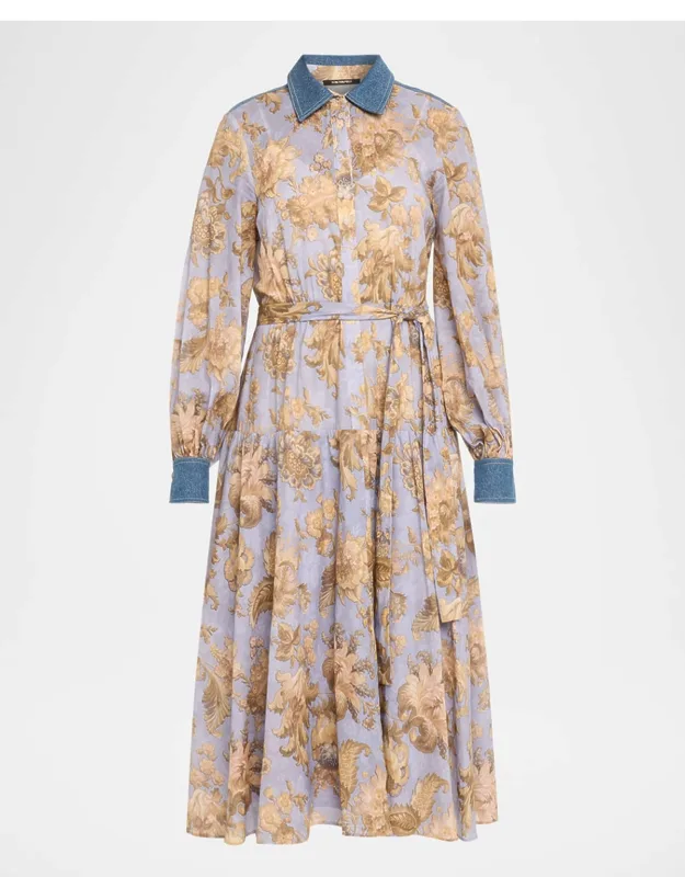Floral-print Cotton Midi Shirtdress