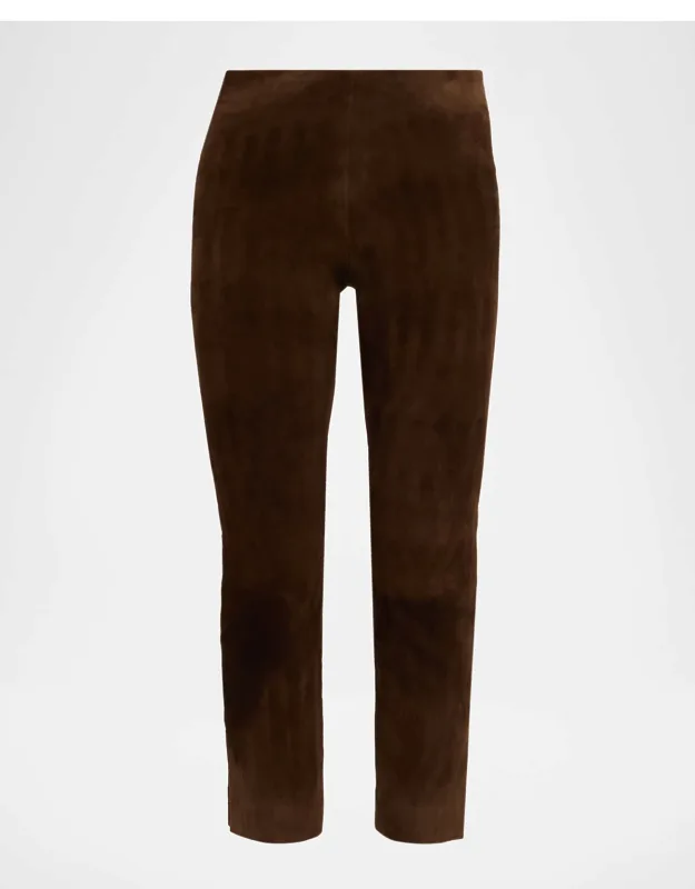 Suede Split-hem Cropped Pants