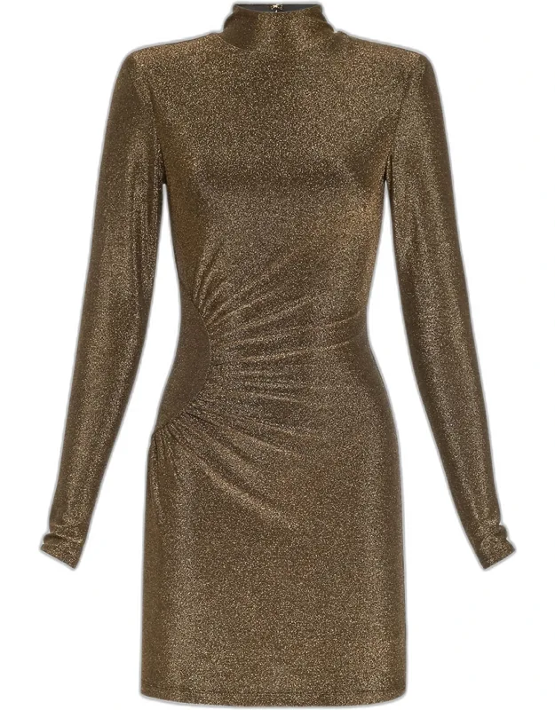 Amarylis Metallic Long-sleeve Mini Dress
