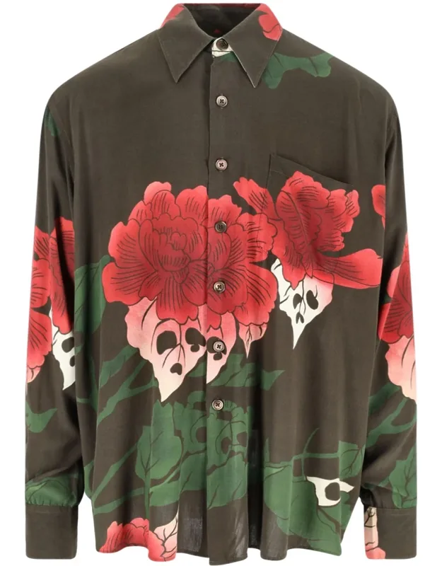 Above Shirt With Multicolor Print And Classic Collar