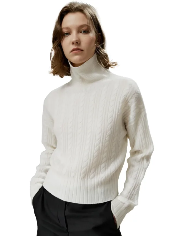 Classic Cable Knit Turtleneck Sweater