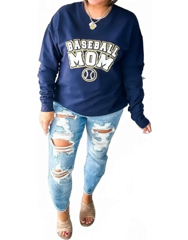 Baseball Mom Varsity Glitter Sweatshirt