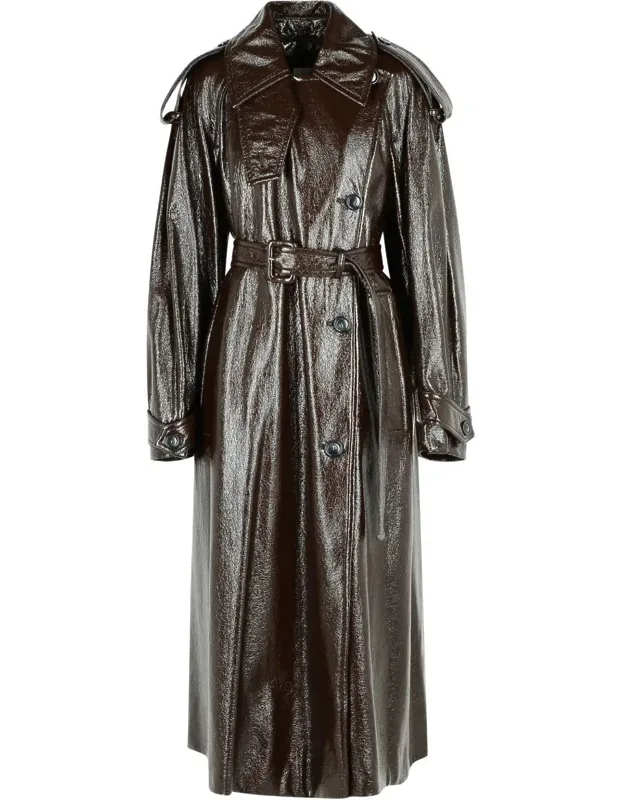 Long Patent Effect Trench Coat