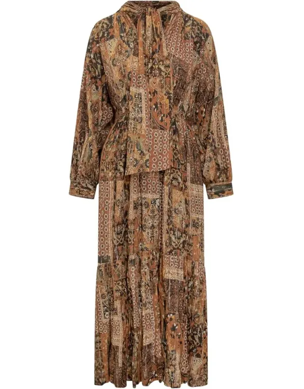 Long Dress With Patchwork Print