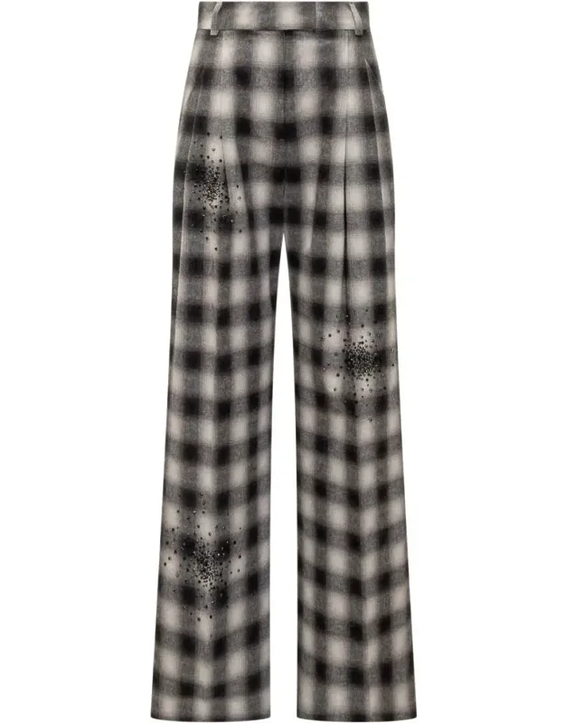 Plaid Pants With Crystal Details
