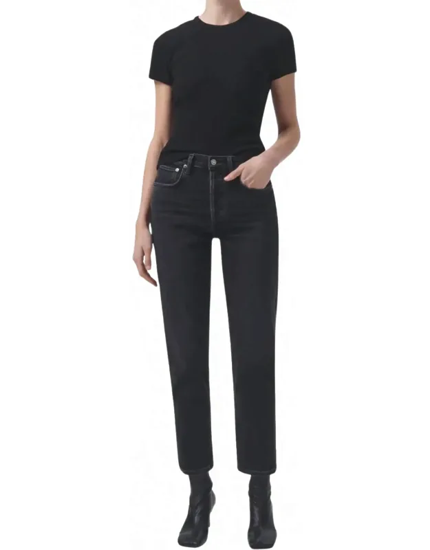 Riley High Rise Crop Straight Jeans