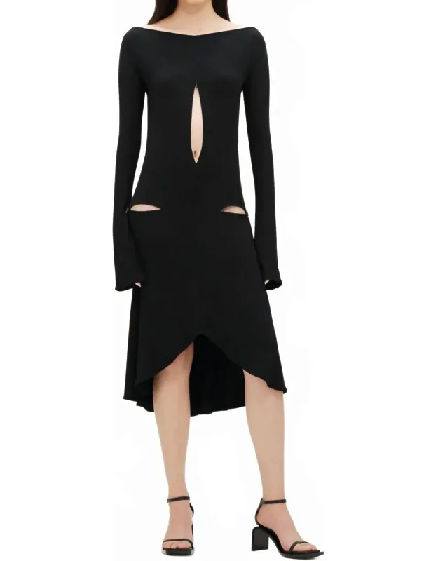 Drop Zipped Crepe Jersey Dress
