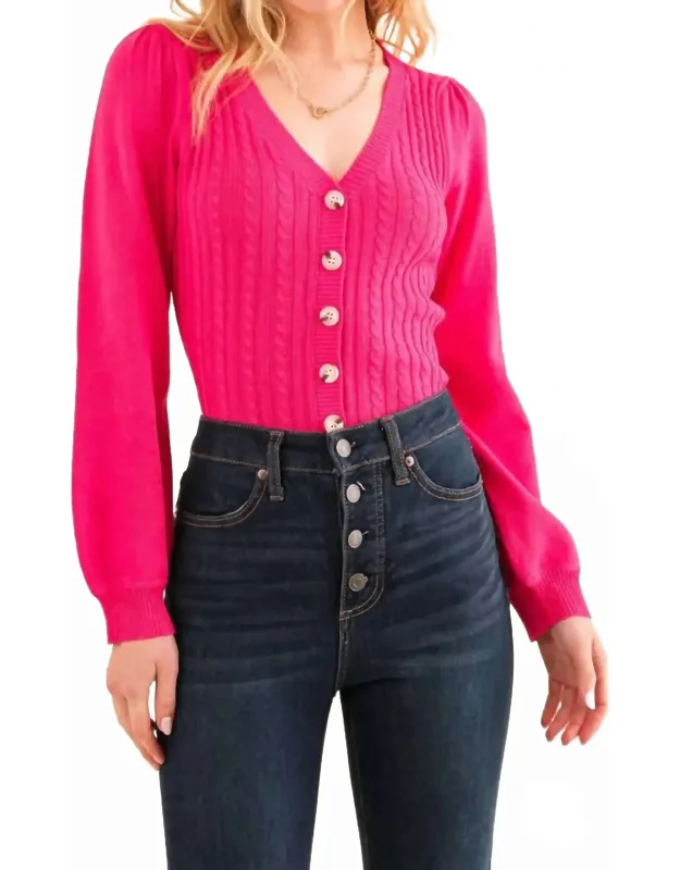 Cable Knit Button Down Sweater Bodysuit