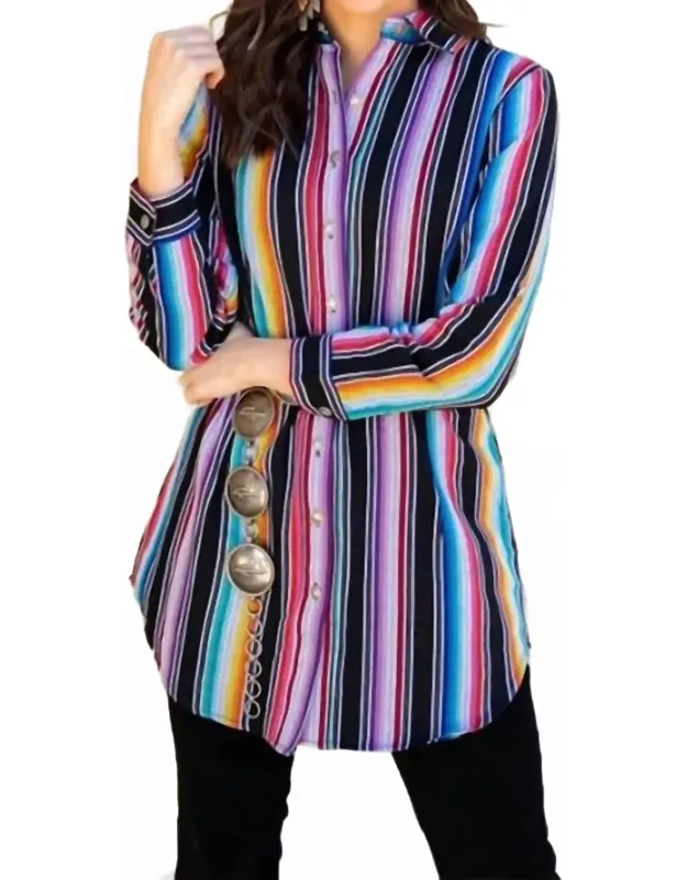 Serape Button Up Tunic Shirt