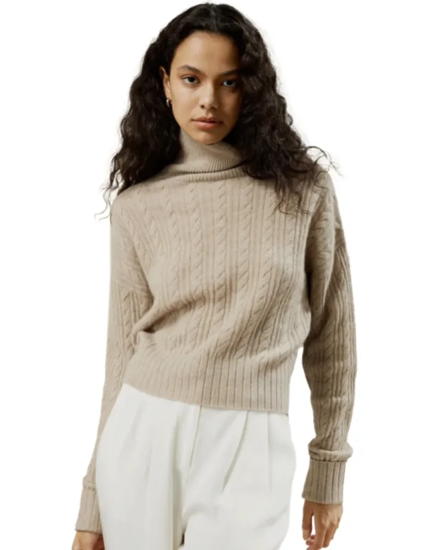 Classic Cable Knit Turtleneck Sweater