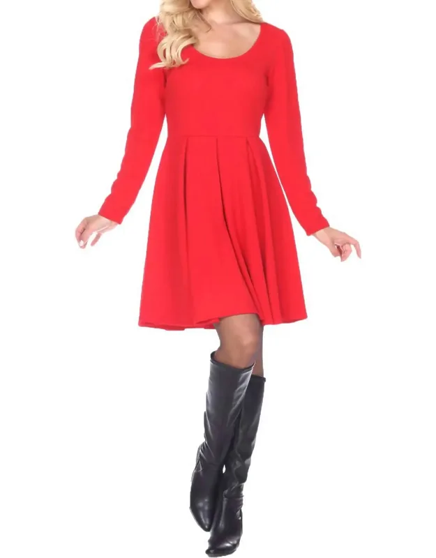 Fit And Flare Long Sleeve Dress