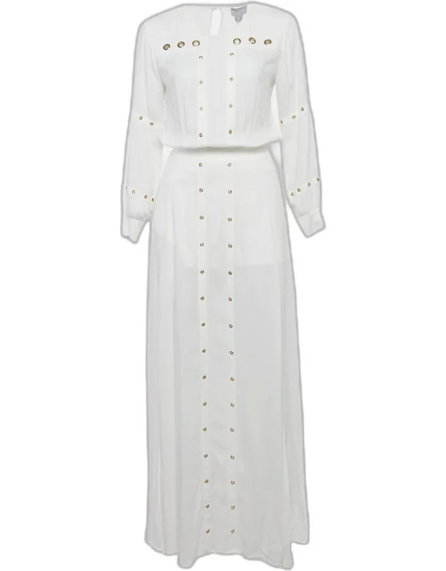 Crepe Grommet Detail Maxi Dress