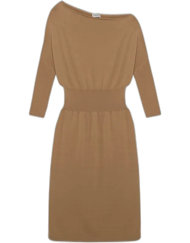 Off-the-shoulder Knit Midi Dress