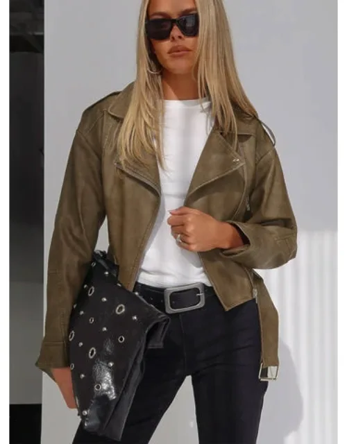Talisha Faux Leather Biker Jacket