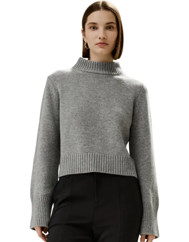 Ribbed Collar And Hemline Wool Cashmere Sweater