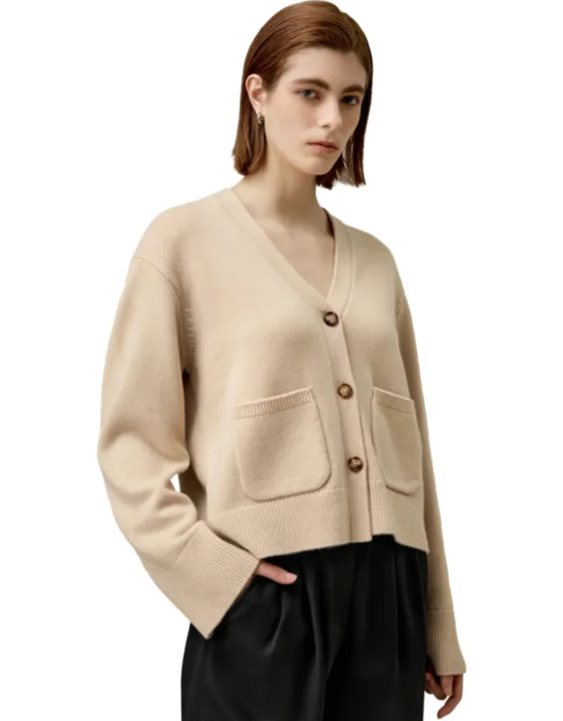 Cropped Wool-cashmere Blend Cardigan Sweater