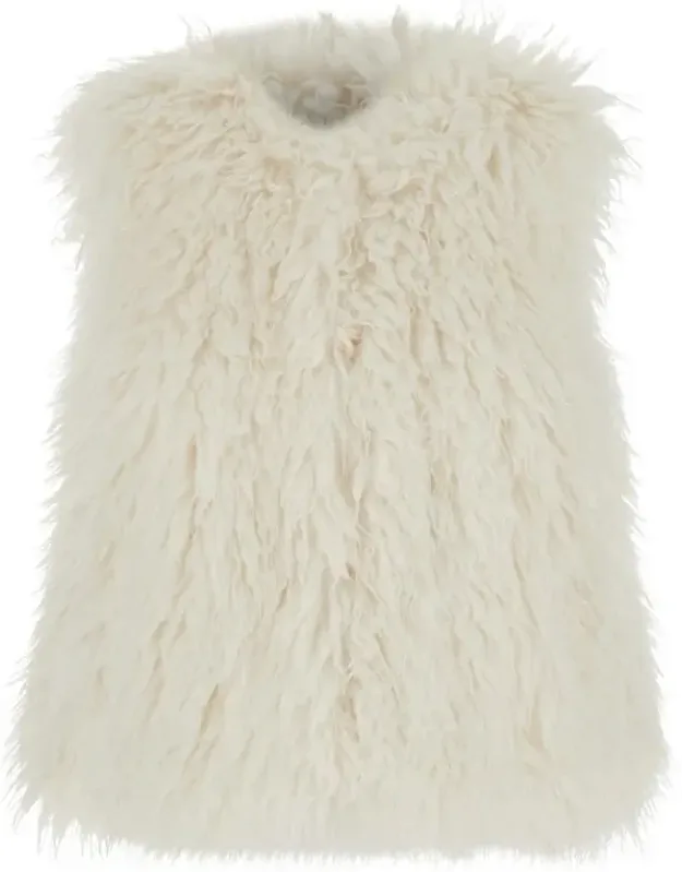 Sleeveless Jacket With Front Concealed Closure In Ecofur