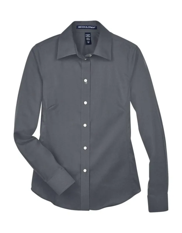 Crown Collection Solid Stretch Twill Woven Dress Shirt