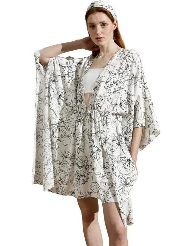 Floral Sketch Silk Cardigan