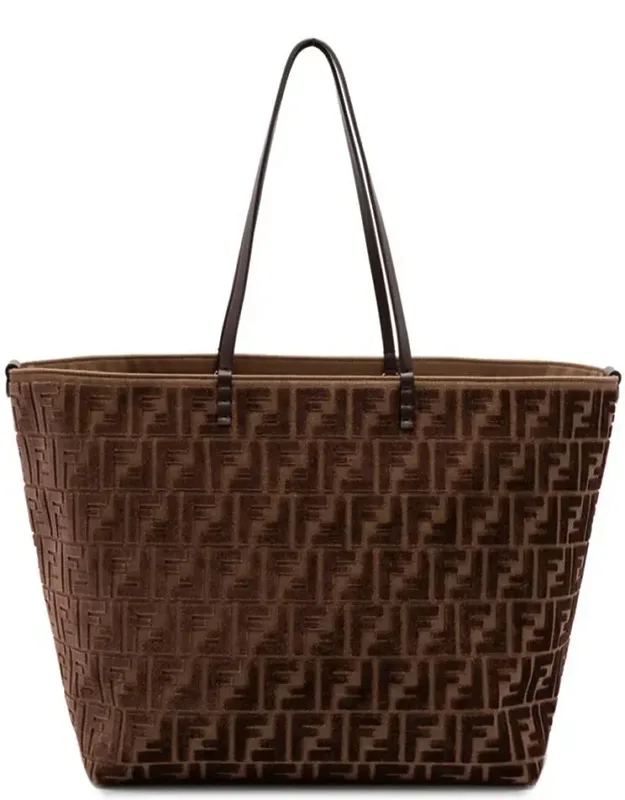 Roll Large Shopper In Ff Jacquard Velvet Bag