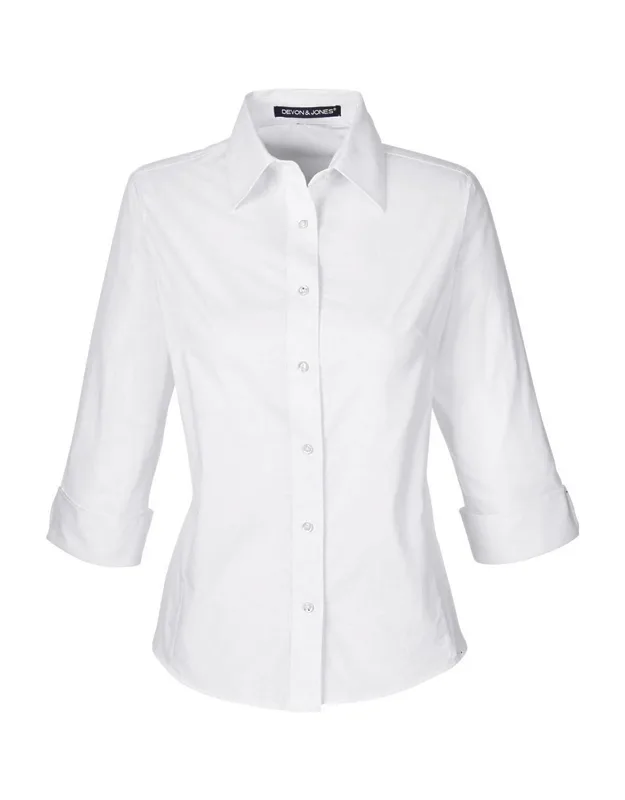 Perfect Fit Three-quarter Sleeve Stretch Poplin Dress Shirt