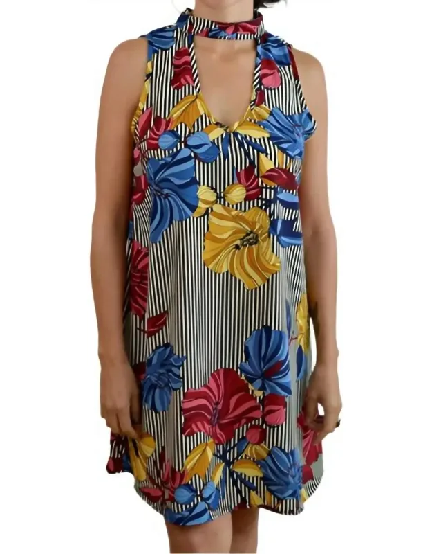 Floral Choker Sleeveless Mini Dress