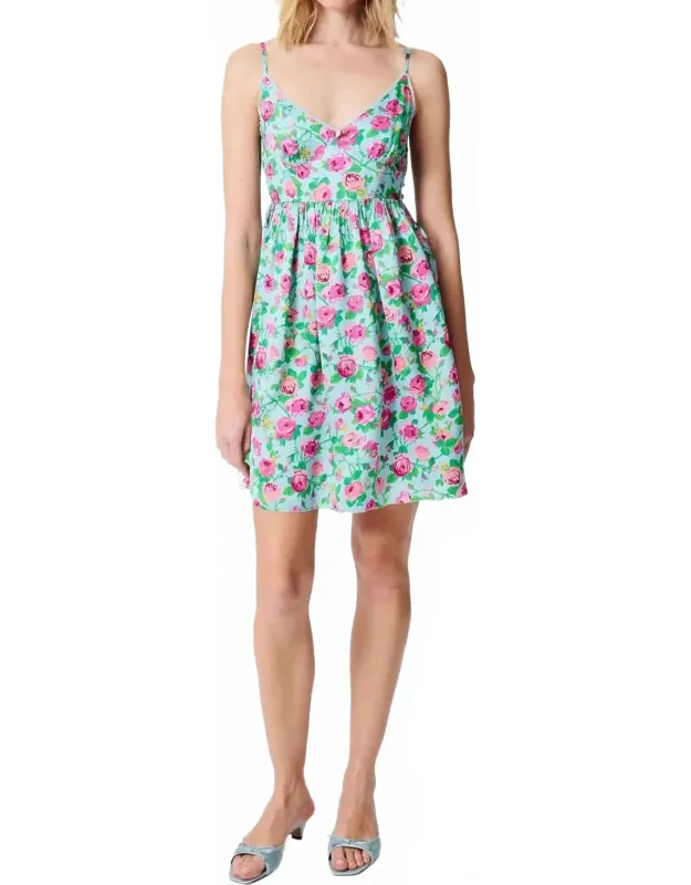 Rose Print Slip Mini Dress