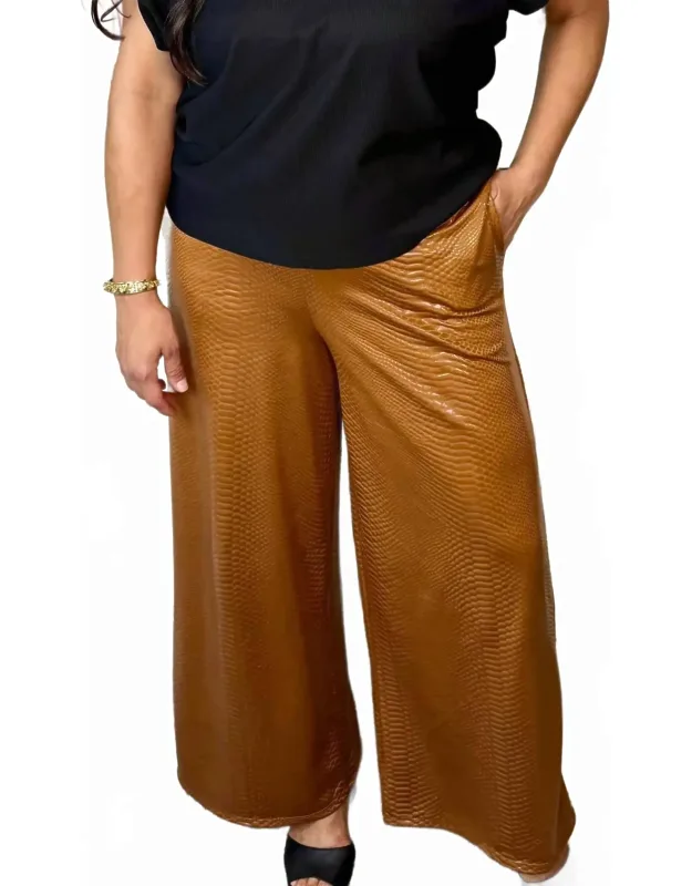 Faux Leather Embossed Pants