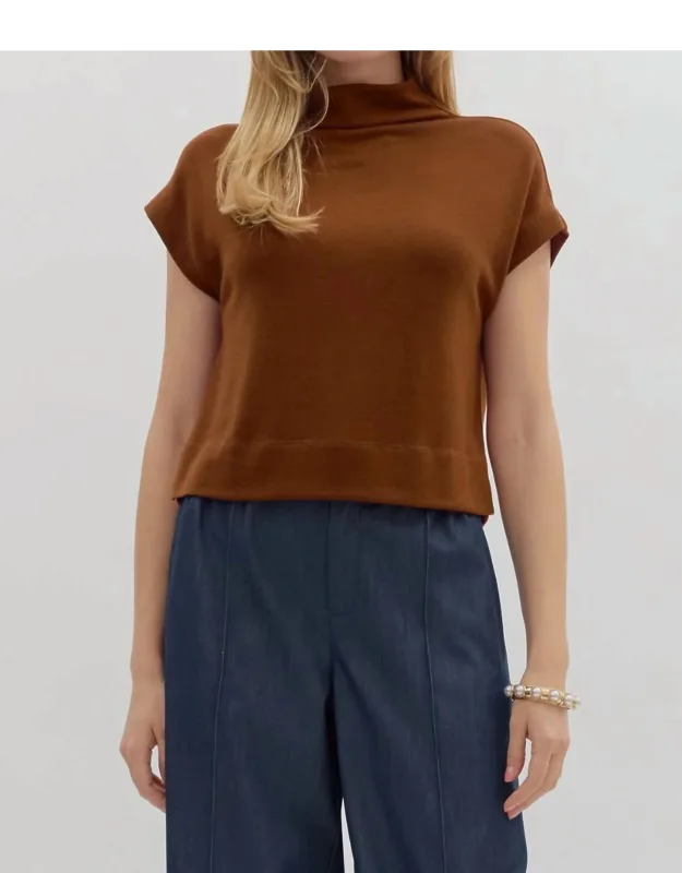 Solid Knit Mock Neck Pullover Top