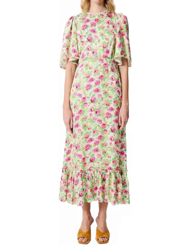 Rose Print Midi Dress