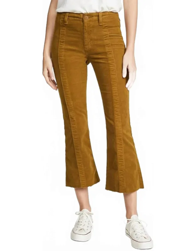 Panelled Pleated Crop Flare Jeans